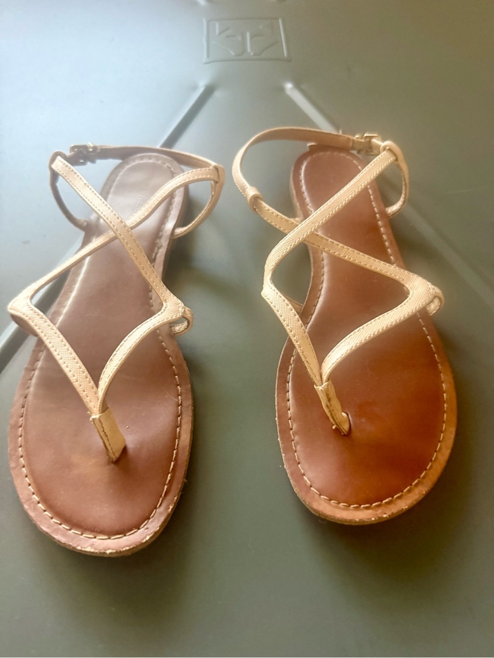 Express - Women's Strappy Sandals in light pink/beige - Classic Summer Flat